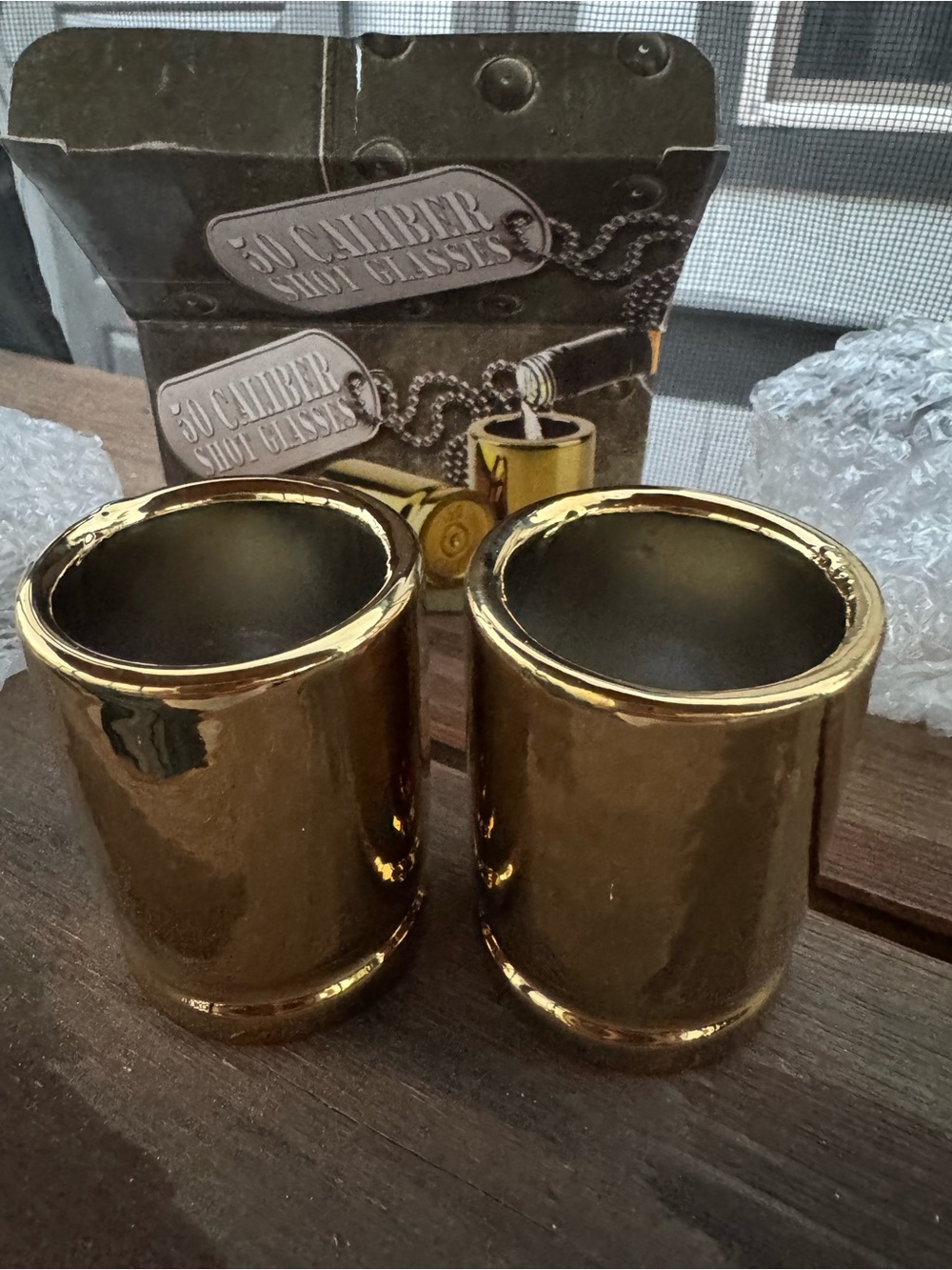 Gold .50 Caliber Novelty Shot Glasses by - Pack of 2